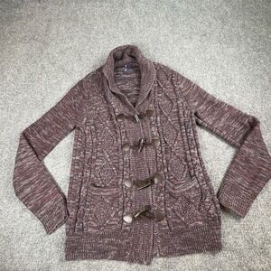 Gap Sweater Jacket Cardigan Women's S Blue Marled Toggle Cable Knit Preppy Cozy